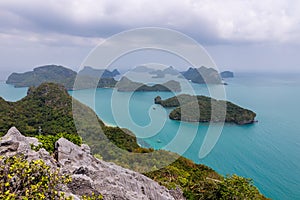 tropical paradise,Bird eye view of Angthong national marine park, koh Samui,Thailand.