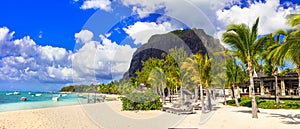 Tropical paradise in Mauritius island,Le Morne beach.