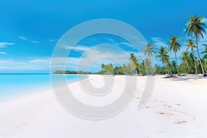 Tropical Paradise - Sandy Beach With Palm Trees and Crystal Clear Blue Water, White sand and coco palms travel tourism wide