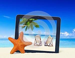 Tropical Paradise Summer Beach Digital Tablet Frame Concept