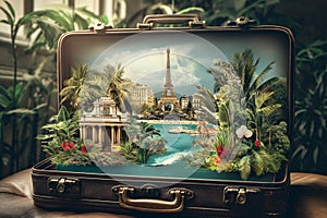 Tropical Parisian Dreamscape in Suitcase