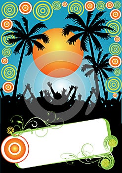 Tropical party and placard