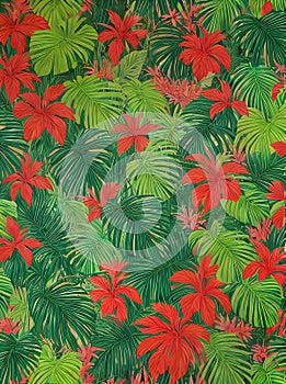 Tropical pattern of fruits and palms Kodachrome.