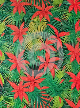 Tropical pattern of fruits and palms Kodachrome.