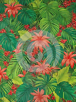 Tropical pattern of fruits and palms Kodachrome.