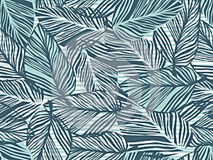 Tropical pattern, palm leaves seamless vector floral background. Exotic plant on stripes print illustration. Summer nature jungle