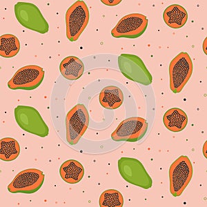 Tropical pattern with sliced papaya.