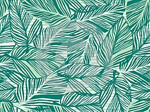 Tropical pattern, palm leaves seamless vector floral background.