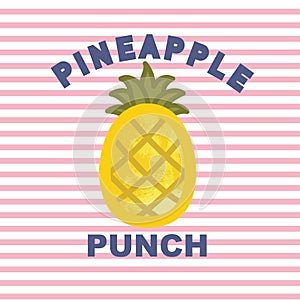 Tropical pineapple graphic on striper background