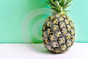 Tropical Pineapple Isolated on Green Background