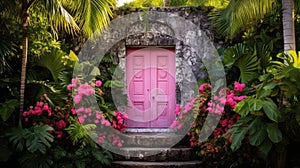 tropical pink door