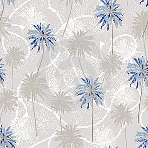 Tropical plam trees layer on sailor rope texture summer mood seamless pattern in vector design for fashion,fabric,web,wallpaper