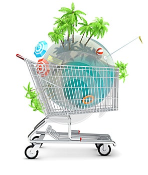 Tropical planet in shopping cart