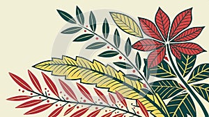 Tropical plant design with large stylized leaves vector design Generative AI photo