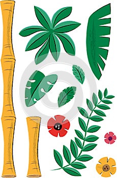 Tropical Plants and Bamboo Elements