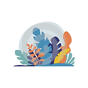 Tropical Plants isolated vector illustration. Trendy jungle leaves. Exotic background in flat style