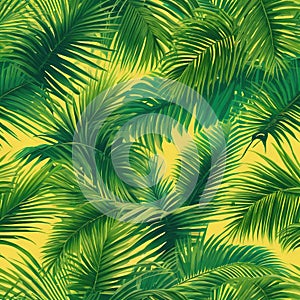 Tropical plants and palm for retro ure background photo Green Wallpaper painted in