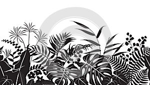 Tropical Plants Silhouette Pattern