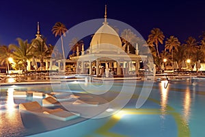 Tropical pool at night, Aruba