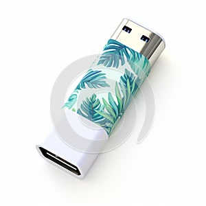 Tropical Print Usb Flash Drive With Multilayered Texture