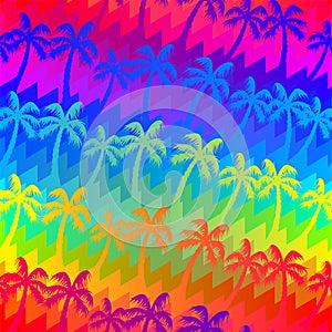 Tropical rainbow palm trees seamless pattern