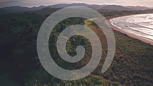 Tropical rainforest landscape at Playa Buena Vista Beach, Guanacaste, Costa Rica. Aerial d