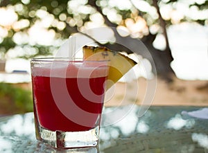 Tropical, red cocktail