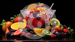 Tropical and refreshing Mexican frutales - a mix of fruits with ice syrup. photo
