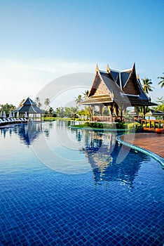 Tropical resort hotel pool