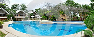 Tropical resort pool at Bantayan Island in Philippines