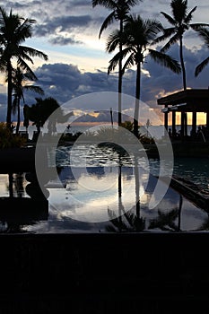 Tropical Resort at sunset, Denarau Island, Fiji