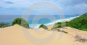 Tropical sand dunes view in Mozambique coastline