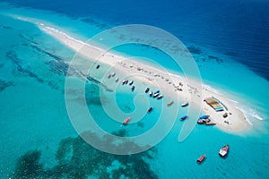 Tropical sand island with white sand beach, Zanzibar