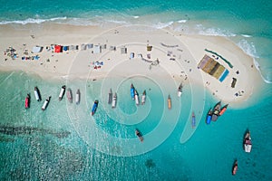 Tropical sand island with white sand beach, Zanzibar photo