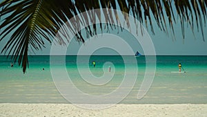 Tropical sandy beach and blue sea, Philippines.