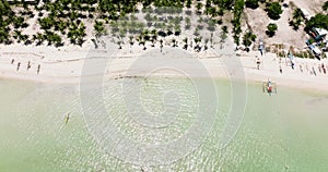 Tropical sandy beach and blue sea. Philippines