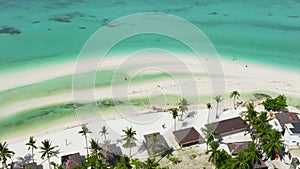 Tropical sandy beach and blue sea. Philippines