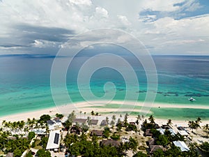 Tropical sandy beach and blue sea. Philippines