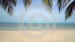 Tropical Sandy Beach by the Sea, Summer Holiday Background. Travel and Beach Vacation, Empty Copy Space for Text
