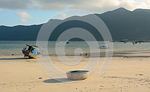 Tropical sandy beach at summer sunny day