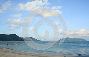 Tropical sandy beach at summer sunny day