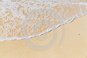 Tropical sandy seashore with blue wave on the Boracay island Philippines. Beach top view overhead seaside