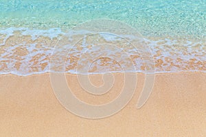 Tropical sandy seashore with blue wave on the Penghu island Pescadores Taiwan. Beach top view overhead seaside