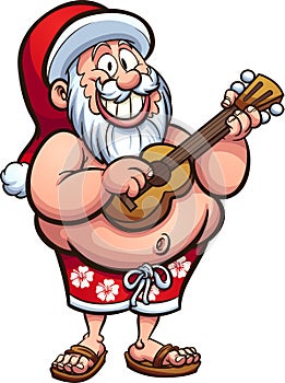 Tropical Santa Claus playing ukulele photo