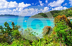 Tropical scenery - breathtaking Praslin island,Seychelles.