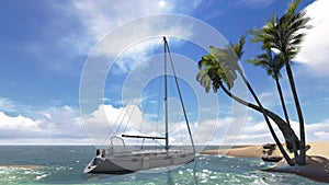 Tropical scenery with yacht