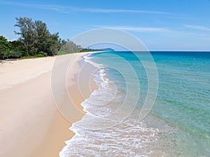 Tropical sea beach landscape blue sky white clouds background,Summer sea beach background