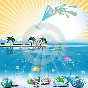 Tropical sea theme background with cocktail and text area