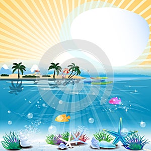 Tropical sea theme background with text area