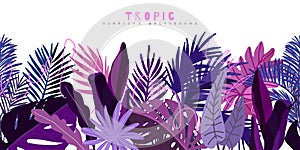 Tropical seamless border, hand drawn vector art